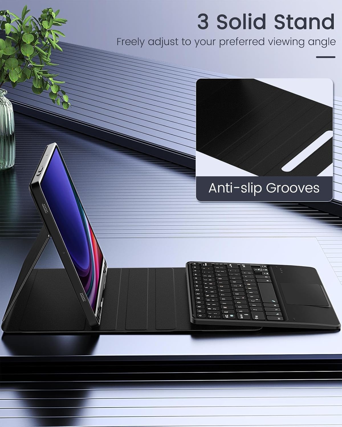MoKo Keyboard Case for Galaxy Tab S9 FE 5G Case with Keyboard 10.9", Samsung Galaxy Tab S9 Keyboard Case 11" 2023 with S Pen Holder & Touchpad, Multi-Angle Detachable Bluetooth Folio Keyboard, Black