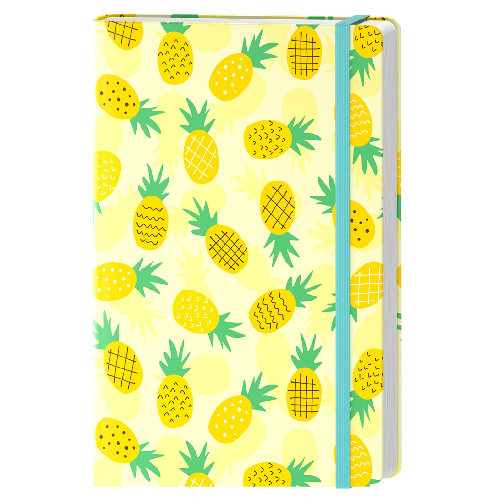 HUAMXE Lined Journal Notebook, Hardcover Journal for Women, Medium 5.7 x 8.4 in, 160 Pages Thick Paper, Cute Aesthetic Floral College Ruled Notebook for Writing Journaling Work School Office,Pineapple — image 1