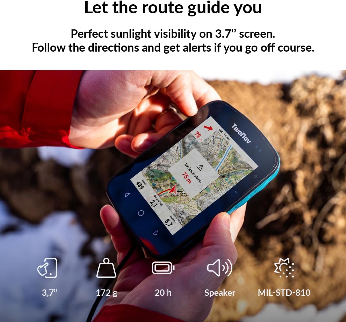 TwoNav Terra (32 GB) + Maps Included, GPS Bike Computer with 3.7-inch Wide Screen for Mountain, Hiking, MTB, Bicycle