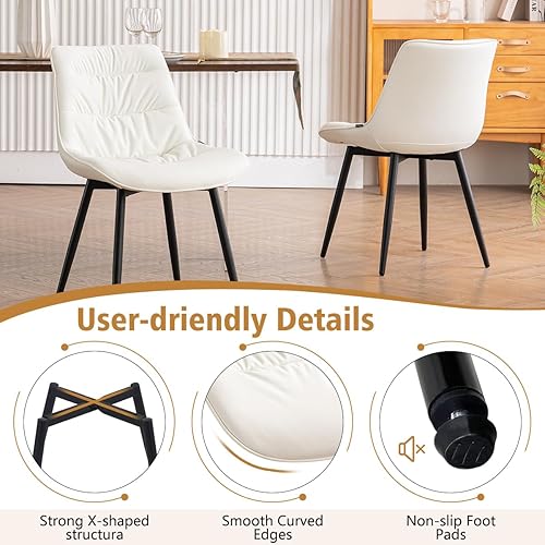 Miniatura 4 de Kidol & Shellder Juego de 2 sillas de comedor, modernas sillas laterales tapizadas de piel sintética con respaldo cómodo, silla sin brazos de Silla