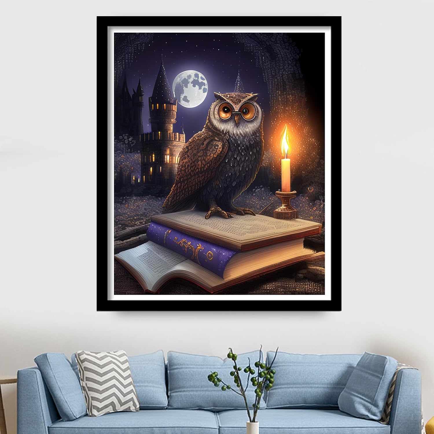 Findvoor Stamped Cross Stitch Kits for Beginners Full Range of Cross Stitching Embroidery Pattern for Adults, 11CT DIY Needlepoint Embroidery Starter Kits-Magic Owl 15.7x19.7 inch