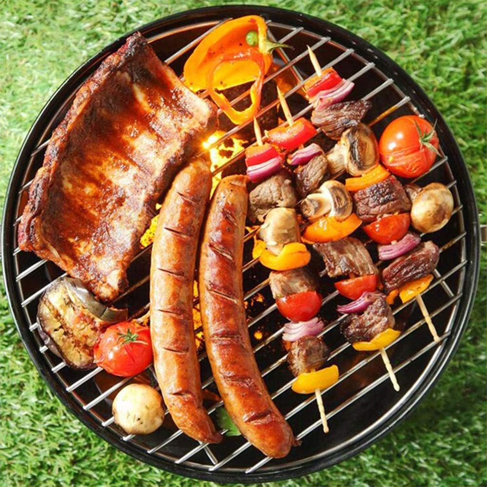 Grill do użytku domowego, piekarnik na węgiel drzewny, przenośna mini półka grilla zewnątrz, mały okrągły z pokrywką, zdejmowany korpus piekarnika ułatwiający czyszczenie,Grill ogrodowy