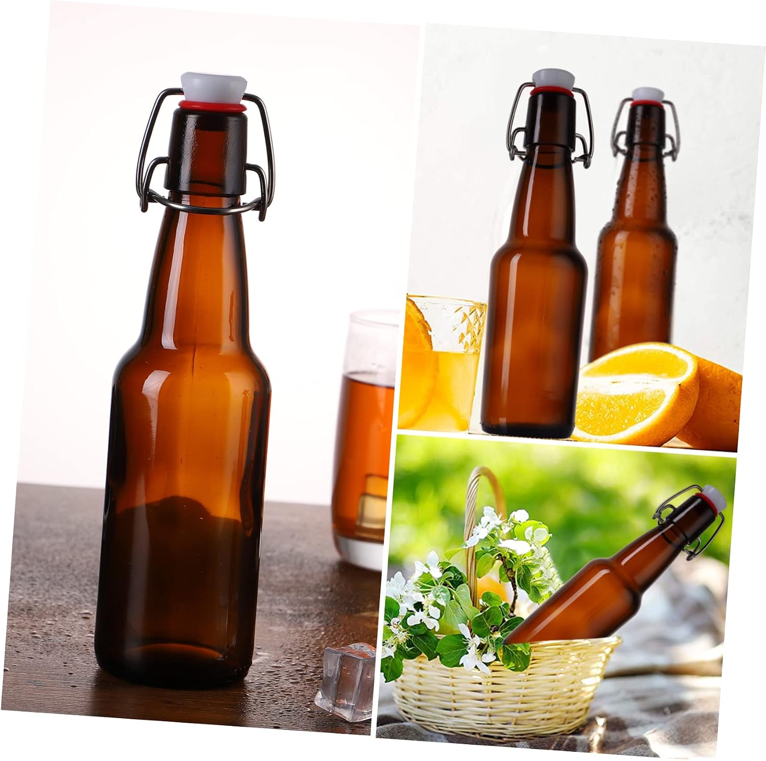 2 Pcs Buckle Glass Storage Bottle with Lid Sealed Enzyme Beer Container Waterproof Kitchen Oil Jar for Home and Kitchen Organization
