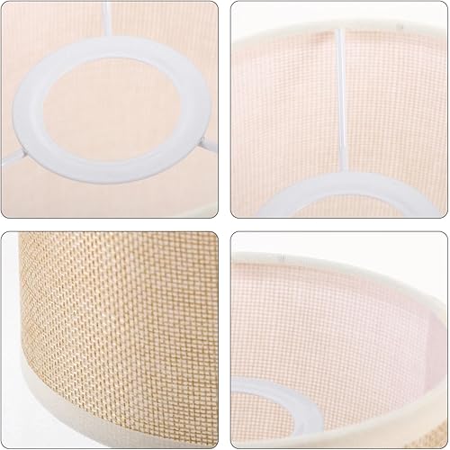 Miniatura 2 de LIFKOME Pantallas de lámpara para lámparas de mesa, pantalla de tela de tambor E27, pantalla cilíndrica de tela natural, repuesto de lino, cubierta