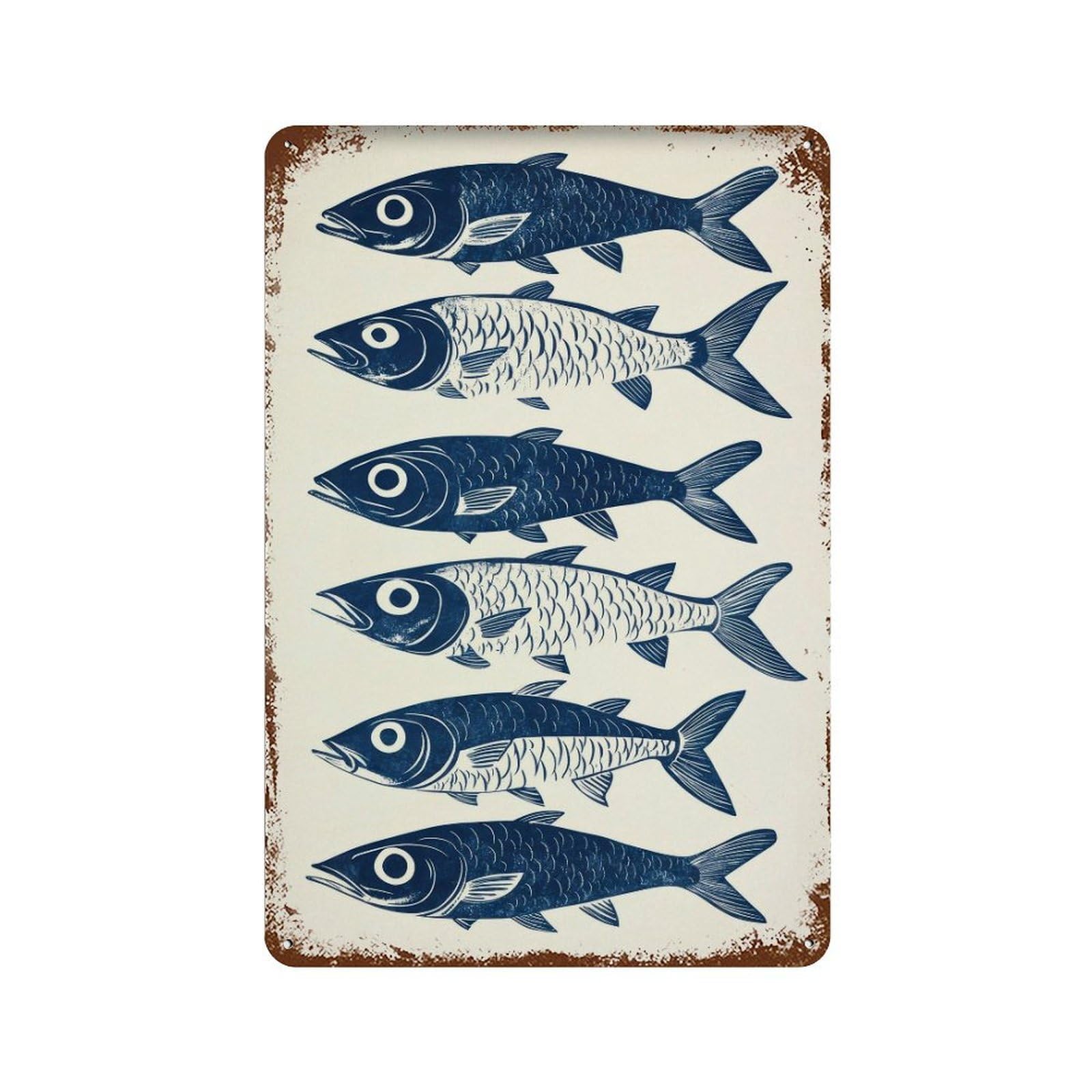 xiaoxiaoshen Mackerel Kitchen Vintage Fish Coastal Decor Nautical Wall Decor Art Metal Tin Poster Modern Home Decor Art Home Bar Shop Decorations Vintage Sign 30x20cm