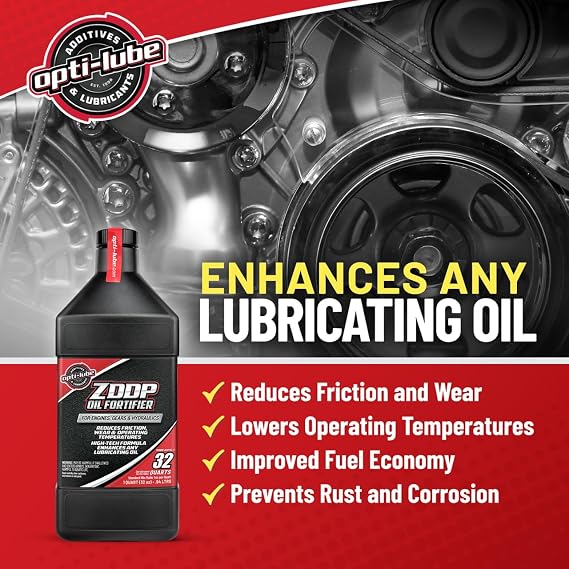 Opti-Lube ZDDP Oil Fortifier with Zinc & Friction Modifiers, 1 Quart | Reduces friction and wear, lowers oil temperatures and helps improve fuel economy