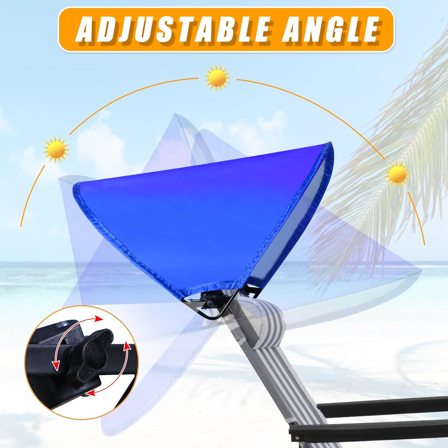 Beach Chair Canopy Foldable Chair Umbrella Sun Shade Attachment for Beach Camping Fishing Lounge Tanning Zero Gravity Chair