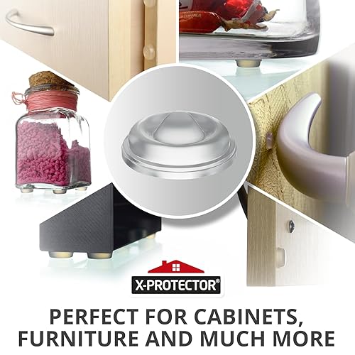 Miniatura 11 de X-Protector Parachoques para puerta de gabinete, 100 unidades, parachoques transparentes de silicona de 1/2 pulgada, parachoques ideales