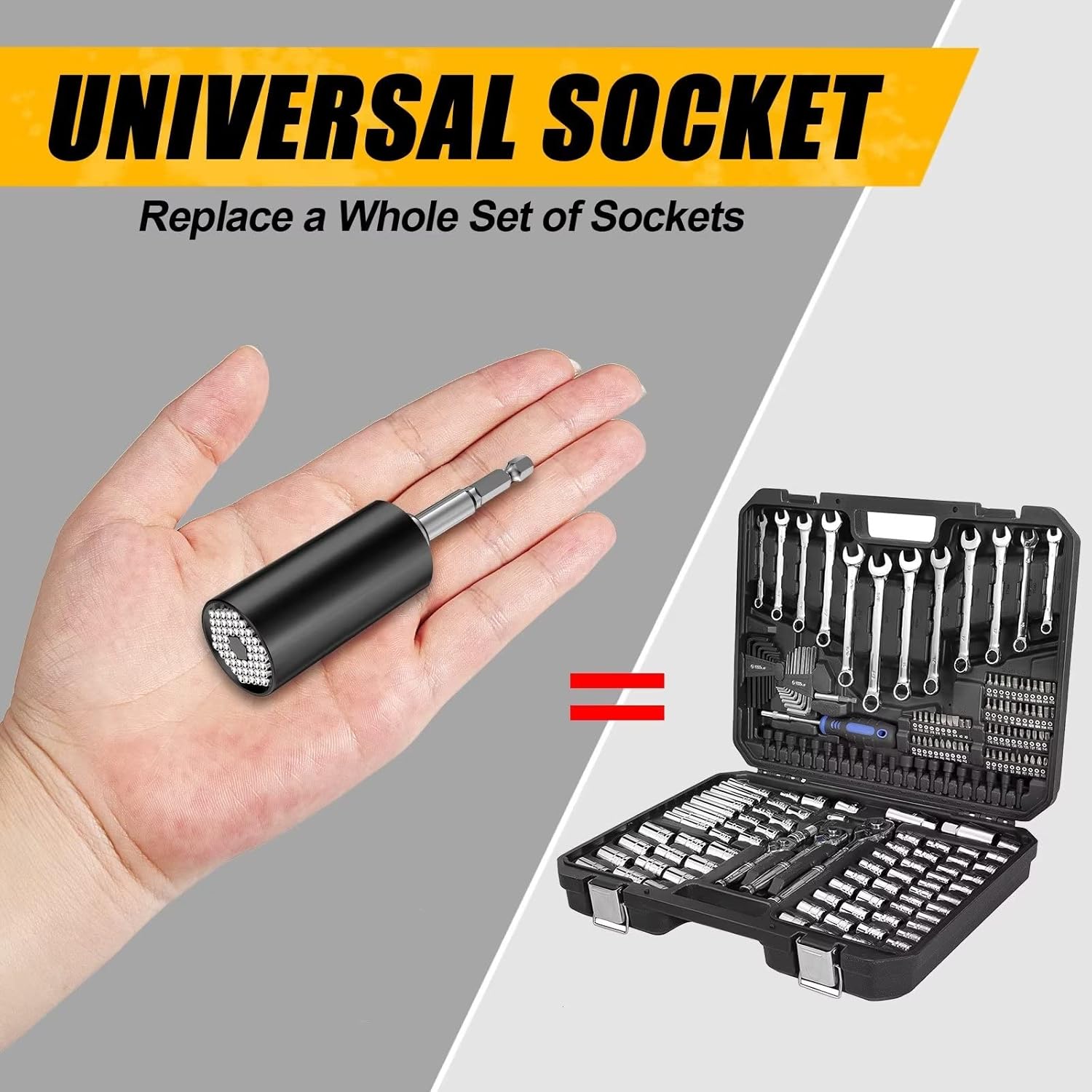 Stocking Stuffers for Adults Men, Super Universal Socket Tools Gifts Socket Set with Power Drill Adapter(7-19 Mm) Christmas Gifts for Men Dad Handyman Husband Him, Cool Gadgets