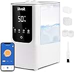 LEVOIT Humidifiers for Bedroom Home, Smart Warm and Cool Mist Air Humidifier for Large Room, Auto Customized Humidity, Fast Symptom Relief, Easy Top Fill, Essential Oil, Quiet, OasisMist4.5L, White