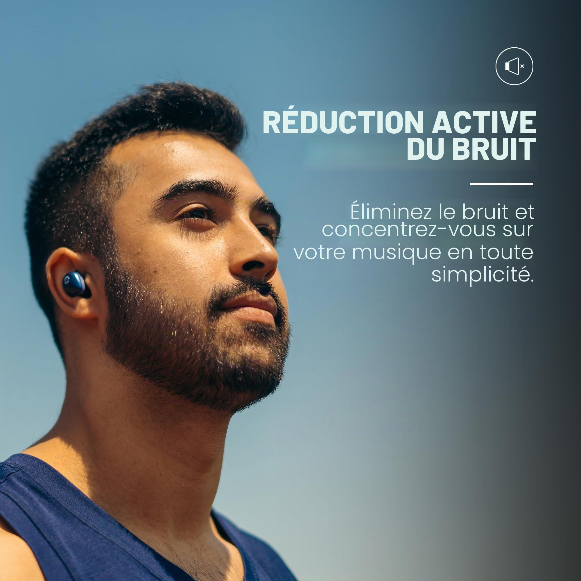 Raycon Écouteurs sans Fil Bluetooth de Fitness avec Micro intégré 54 Heures de Batterie IPX 7 étanche et étui de Chargement avec Conversation, SMS et Lecture Bluetooth 5.2 Sport Portable (Bleu)