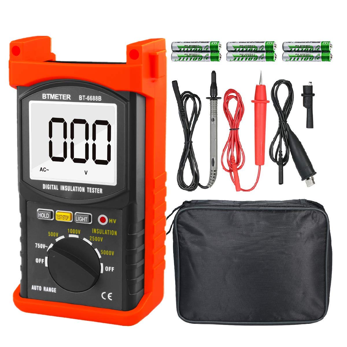 Amazon | デジタル絶縁抵抗計 BTMETER BT-6688B 試験電圧5000V