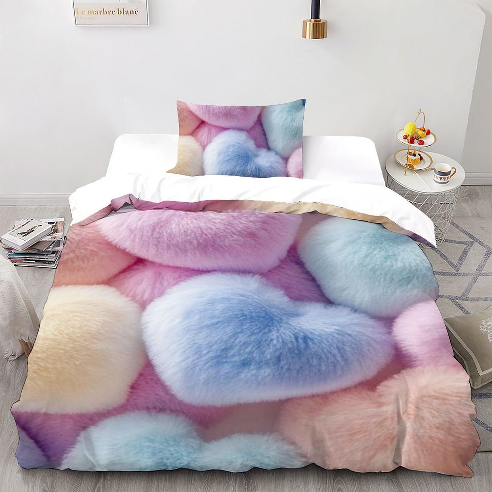 Housse de couette single Amour coloré en microfibre 135x200 cm