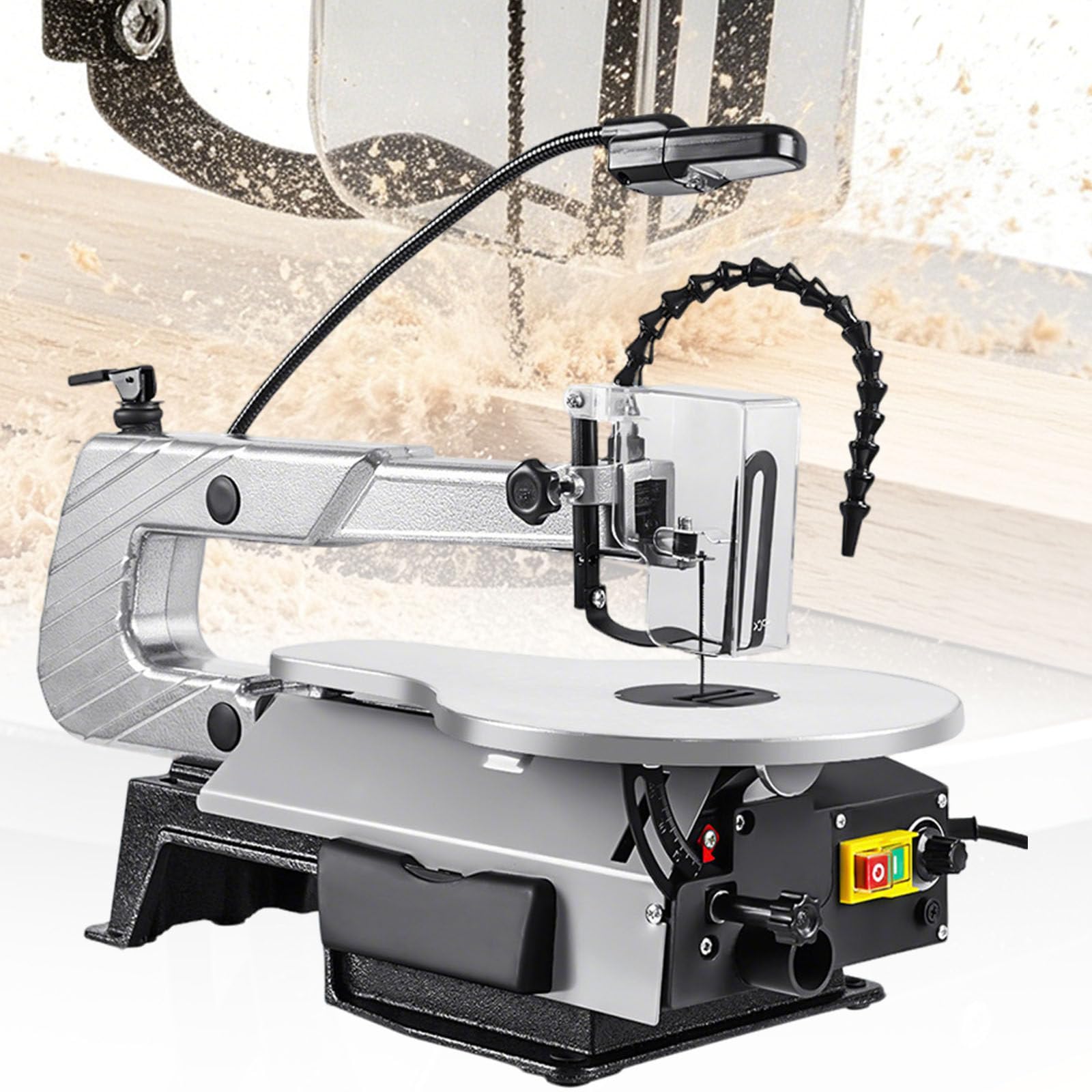 Ymnogjie 150W Electric Fret Saw with Variable Speed Adjustment and LED Lamp,45° Tiltable Table for Bevel Cuts,2.2" Cutting Height for Wood,Plastic and Soft Metal