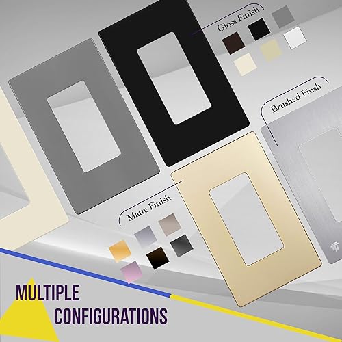 Miniatura 7 de ENERLITES SI8832-W-10PCS-Placa de pared decorativa sin tornillos pcubrir tomacorriente de 2 segm., segura pniños, 4.68pulg A x4.73 pulg L,