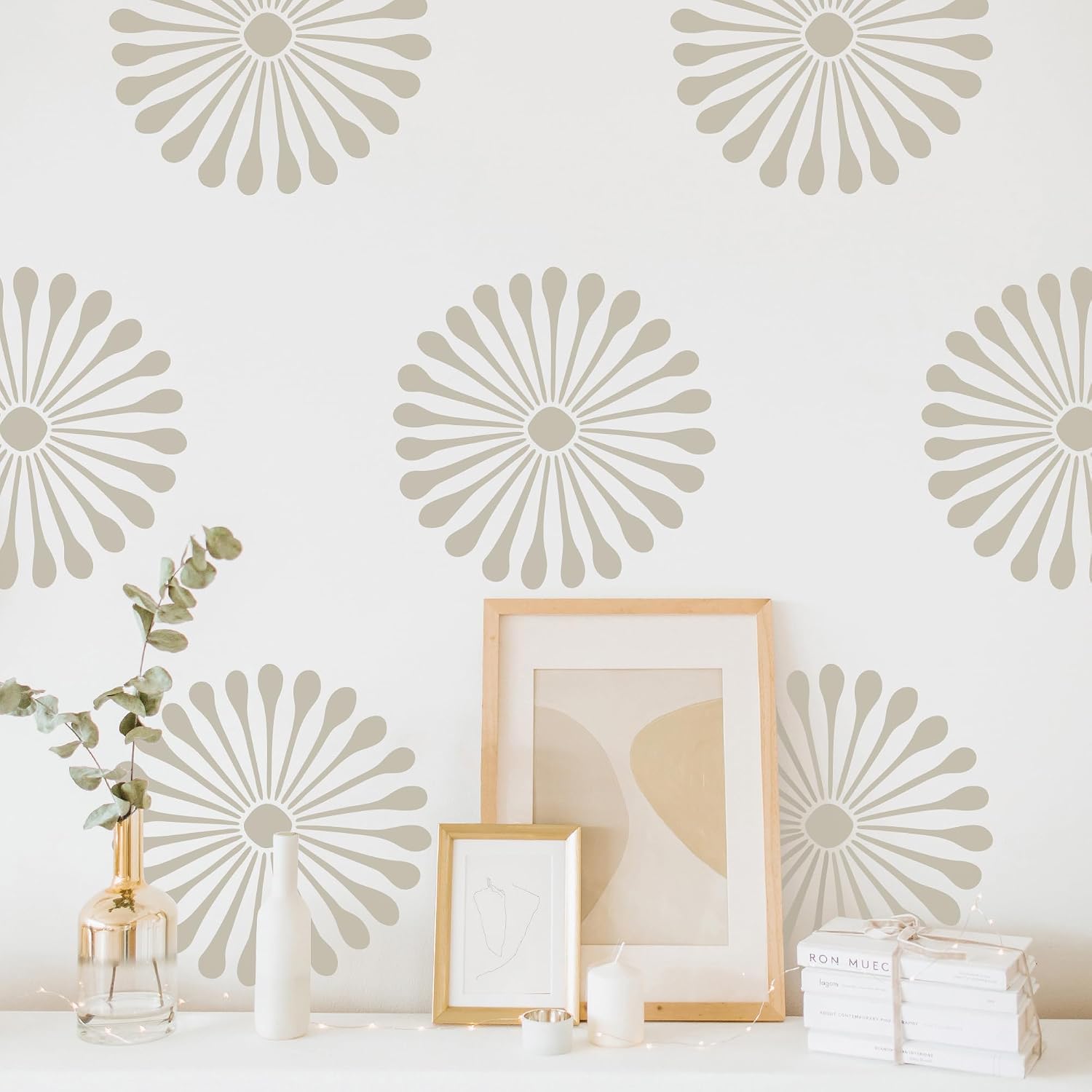 Boho Flowers Wall Stencils, 2 Pcs Reusable Tile Stencils DIY Décor
