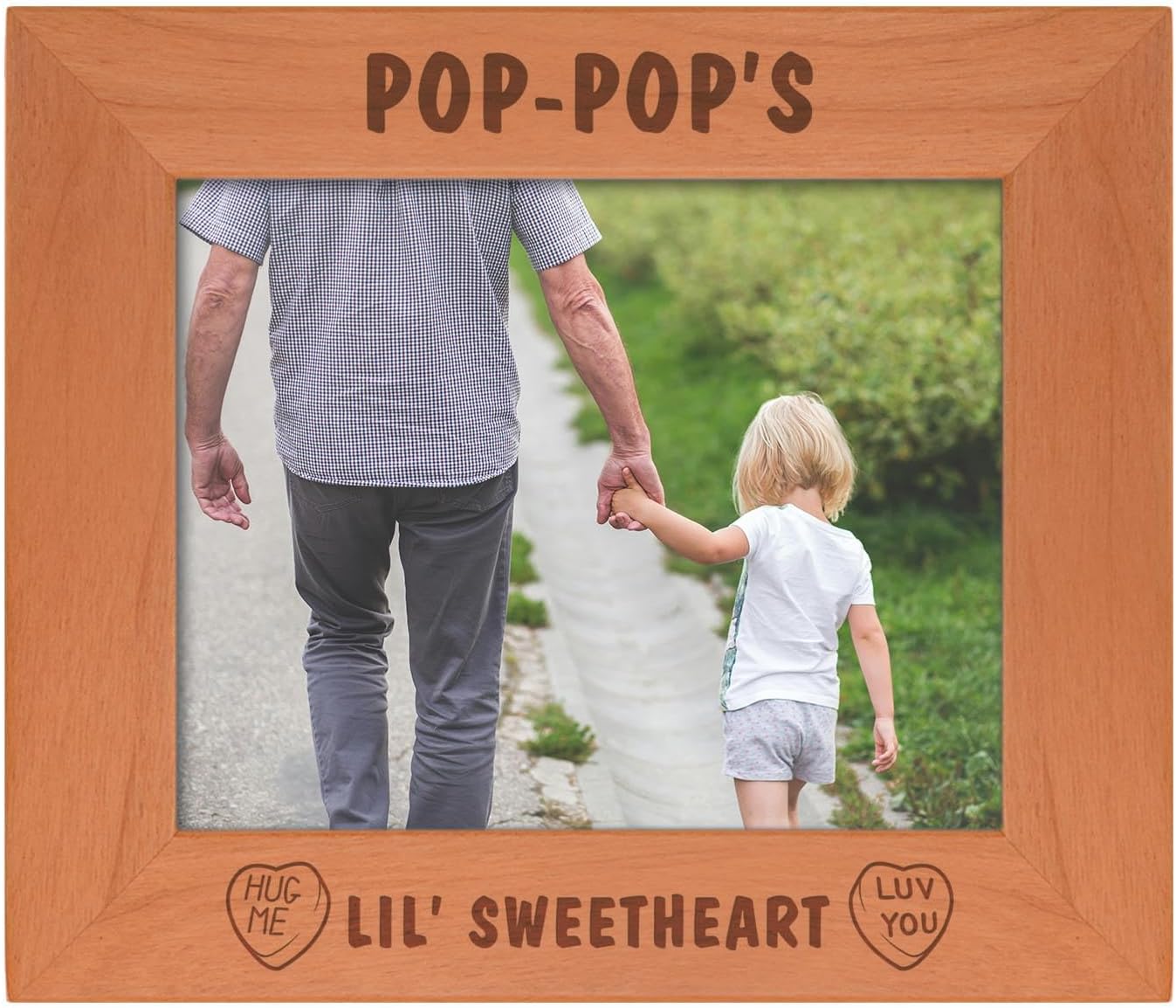 Personalized Gifts Pop-Pop's Lil Sweetheart Baby Granddaughter Natural Wood Engraved 4x6 Portrait Picture Frame Wood