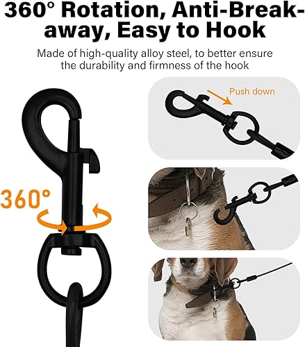 Miniatura 4 de Correas resistentes para perros a prueba de mordidas y cómodo mango acolchado de 456 pies, cuerda de seguridad de metal de acero con hebilla