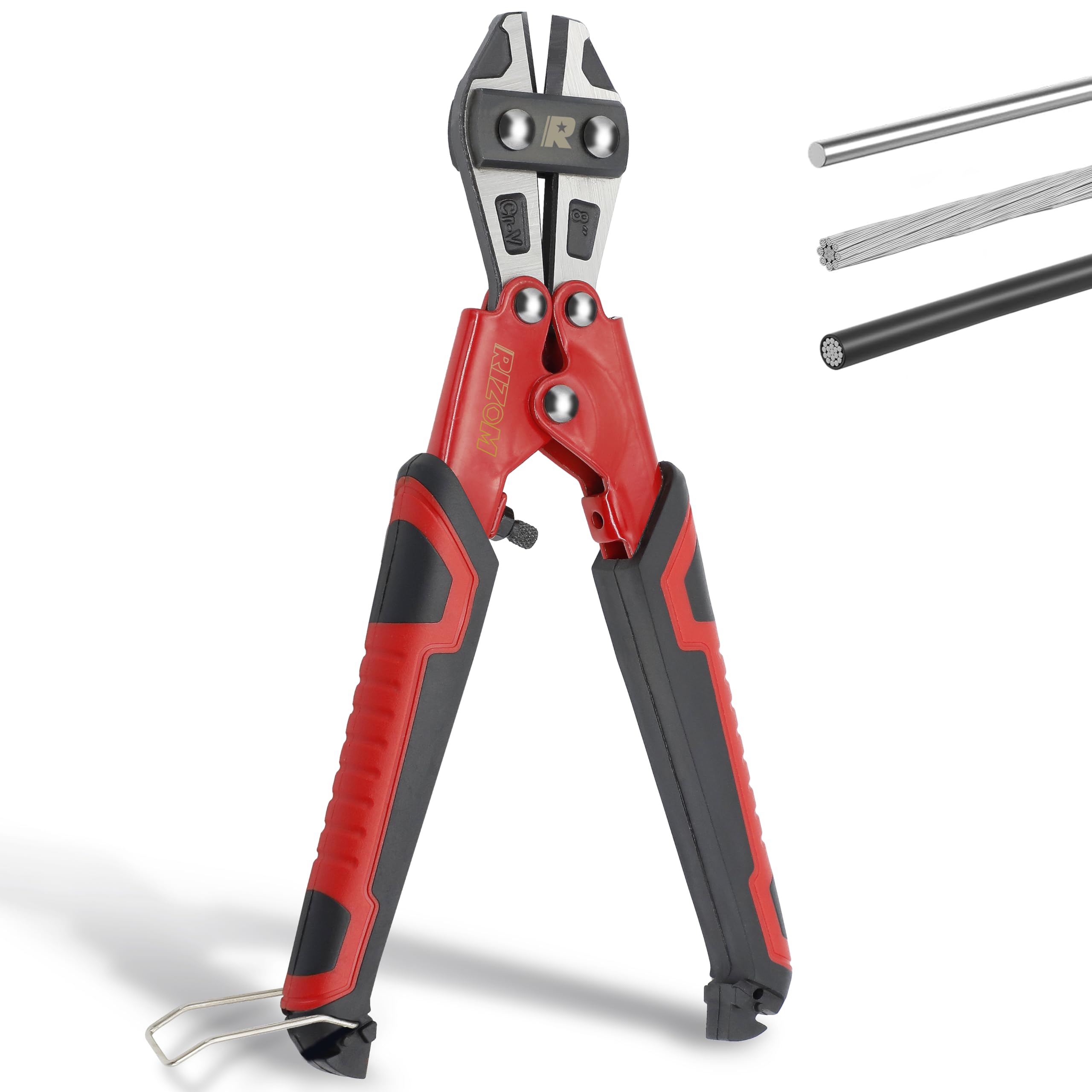 Rizom 8-inch Mini Bolt Cutter, Spring Loaded Wire Cutters Heavy Duty, CR-V Steel Blade for Wire, Cables, Chains, Small Screws