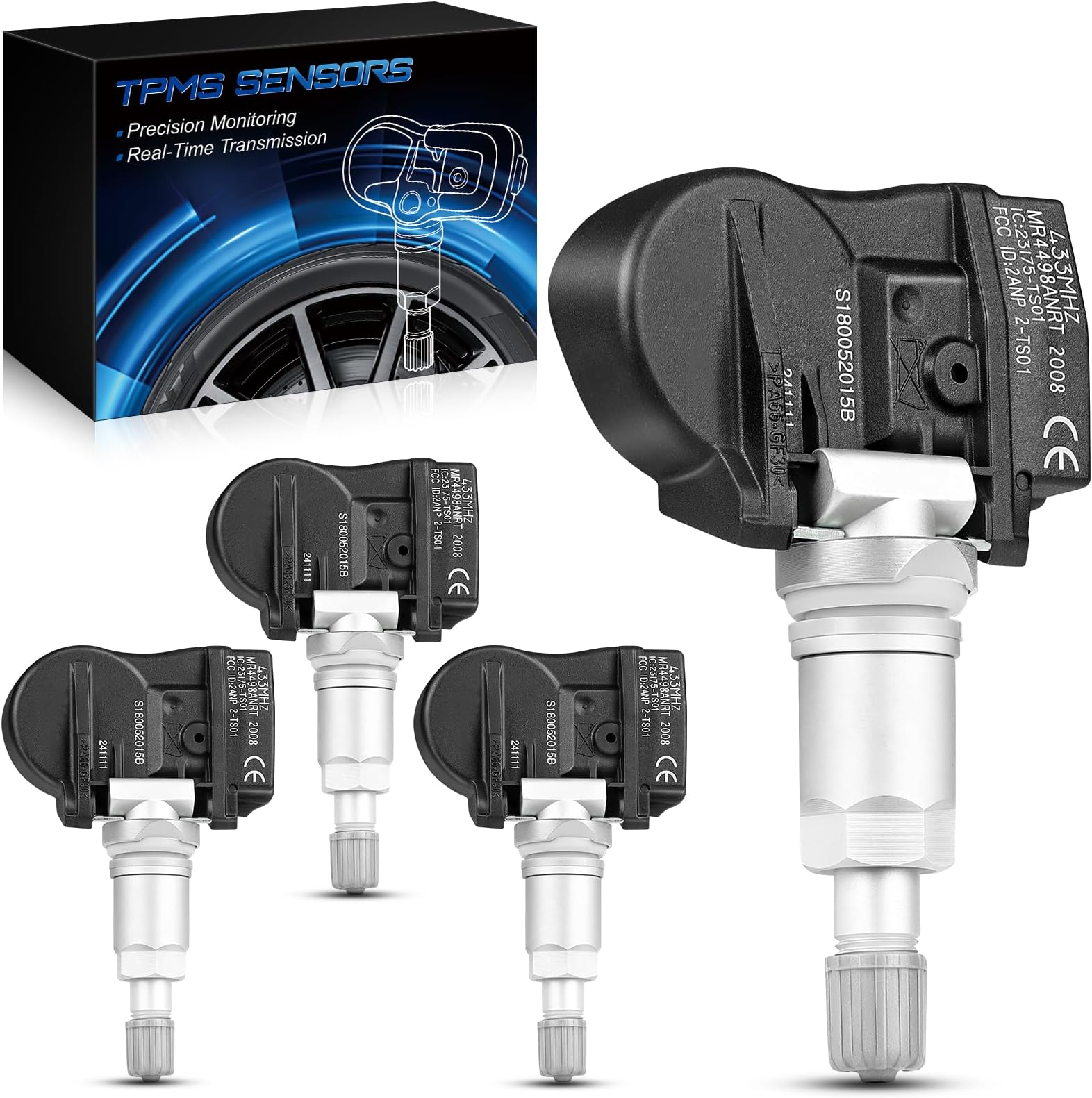Pre-Programed Tire Pressure Sensor for:-Ford Explorer 2006 2007 2008 2009 2010 F150 2007 2008 Edge Escape Fusion for:-Mustang for:-Lincoln MKZ Navigator Mark LT TPMS 6F2Z-1A189-A 315MHz (4)