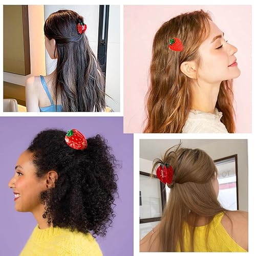 Miniatura 7 de 2 pinzas de fresa para cabello fino, pinzas de agarre fuerte antideslizantes para el cabello, pinza de mandíbula de acetato de celulosa, pinzas de