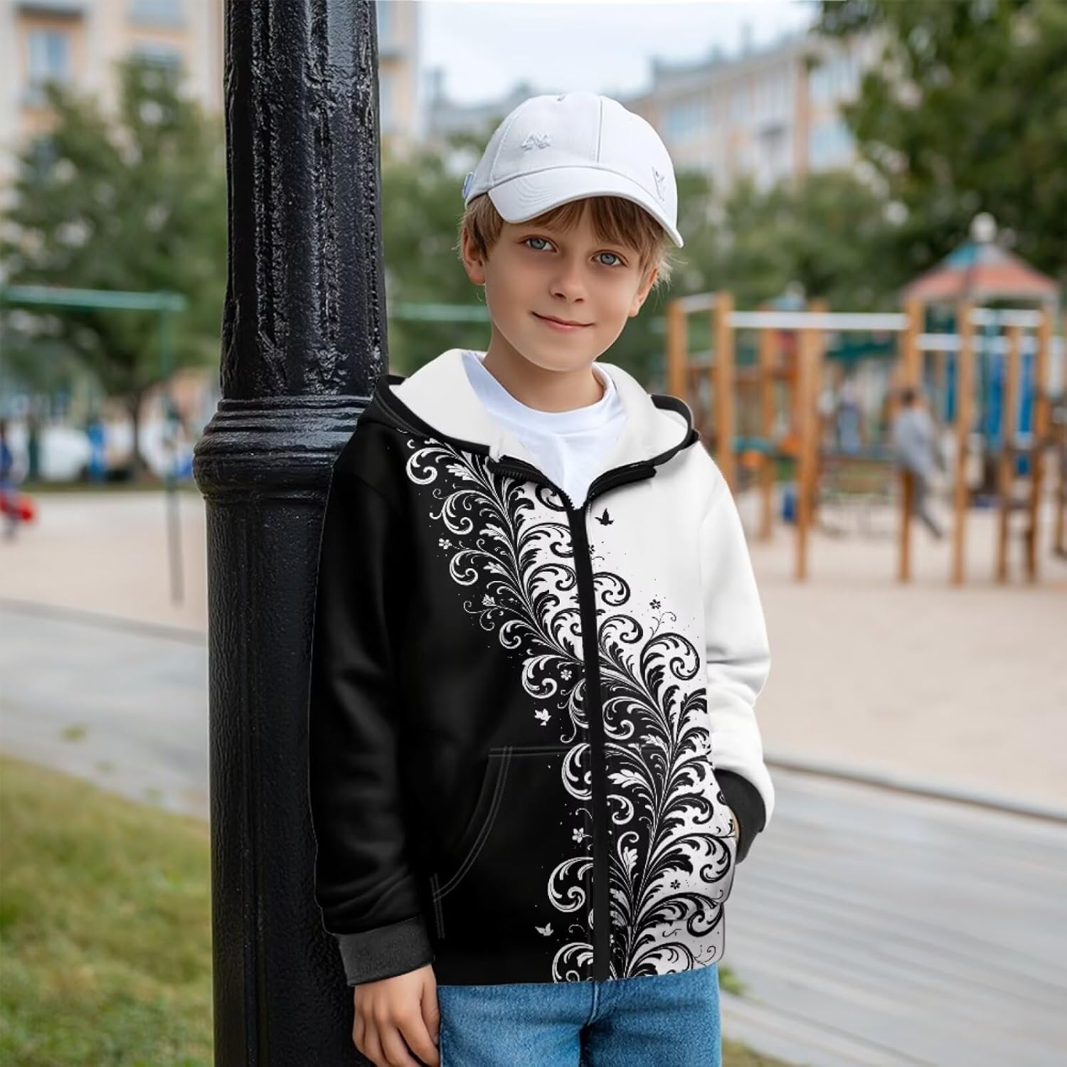 Boys Girls Hooded Hoodie Full Zip Sweatshirt with Pockets for Winter Fall Long Sleeve Fleece Hoodies