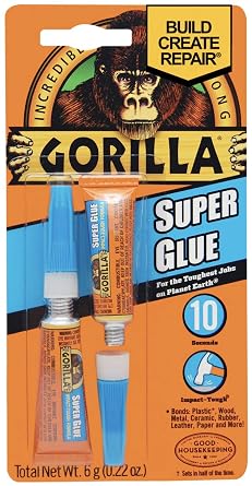 Gorilla Super Glue, 2 Pack of 3 Gram Tubes