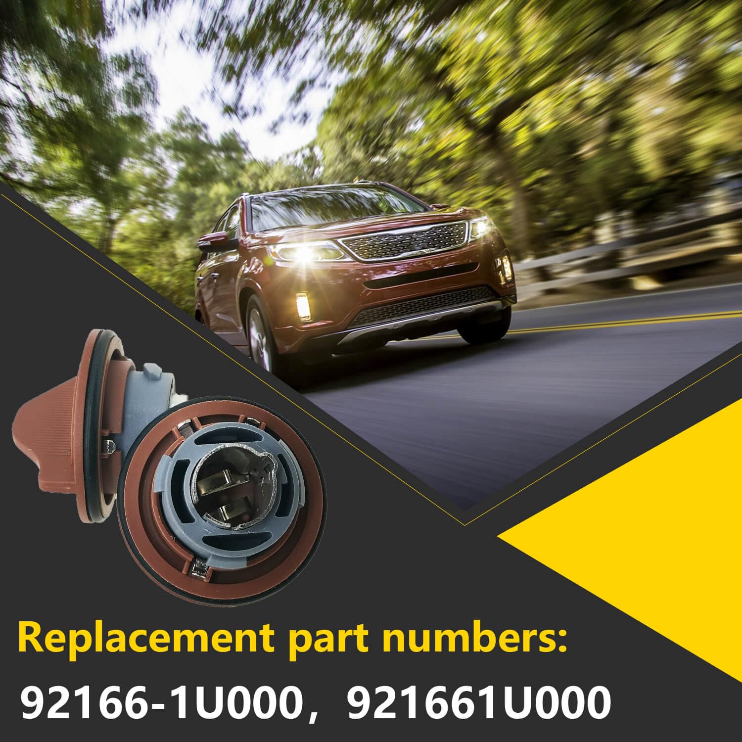 Headlight Socket Holder For Kia Sorento 2011-2015 - Replacement For 92166-1U000 (2 Pack)