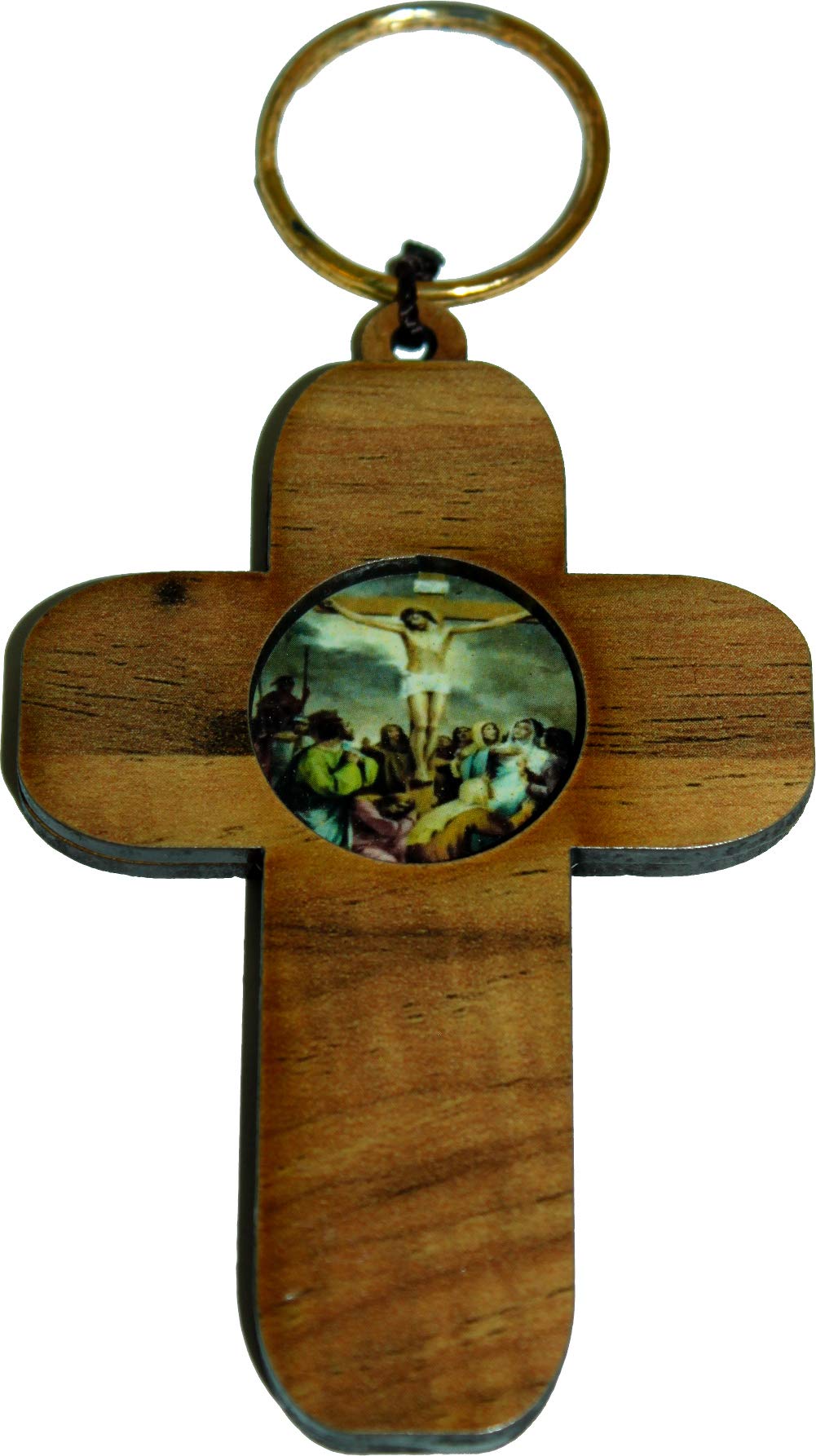 Estaciones de la Cruz en dos capas Cruz cruces – 14, madera de olivo capa superior
