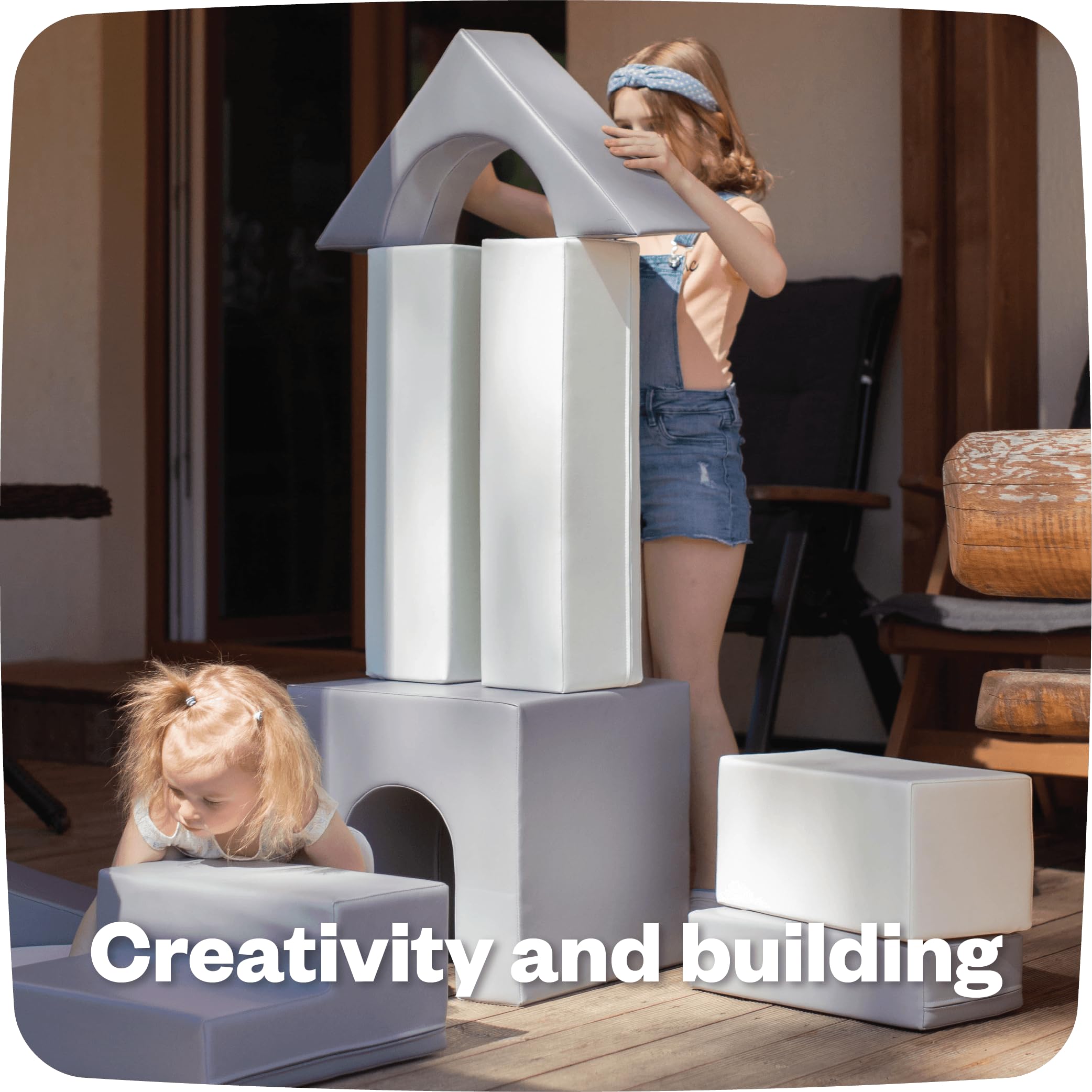 IGLU Soft Play 10 Grande Modules de Motricité en Mousse Blocs de Construction Jouets éducatifs - Antidérapant (Gris, Blanc)