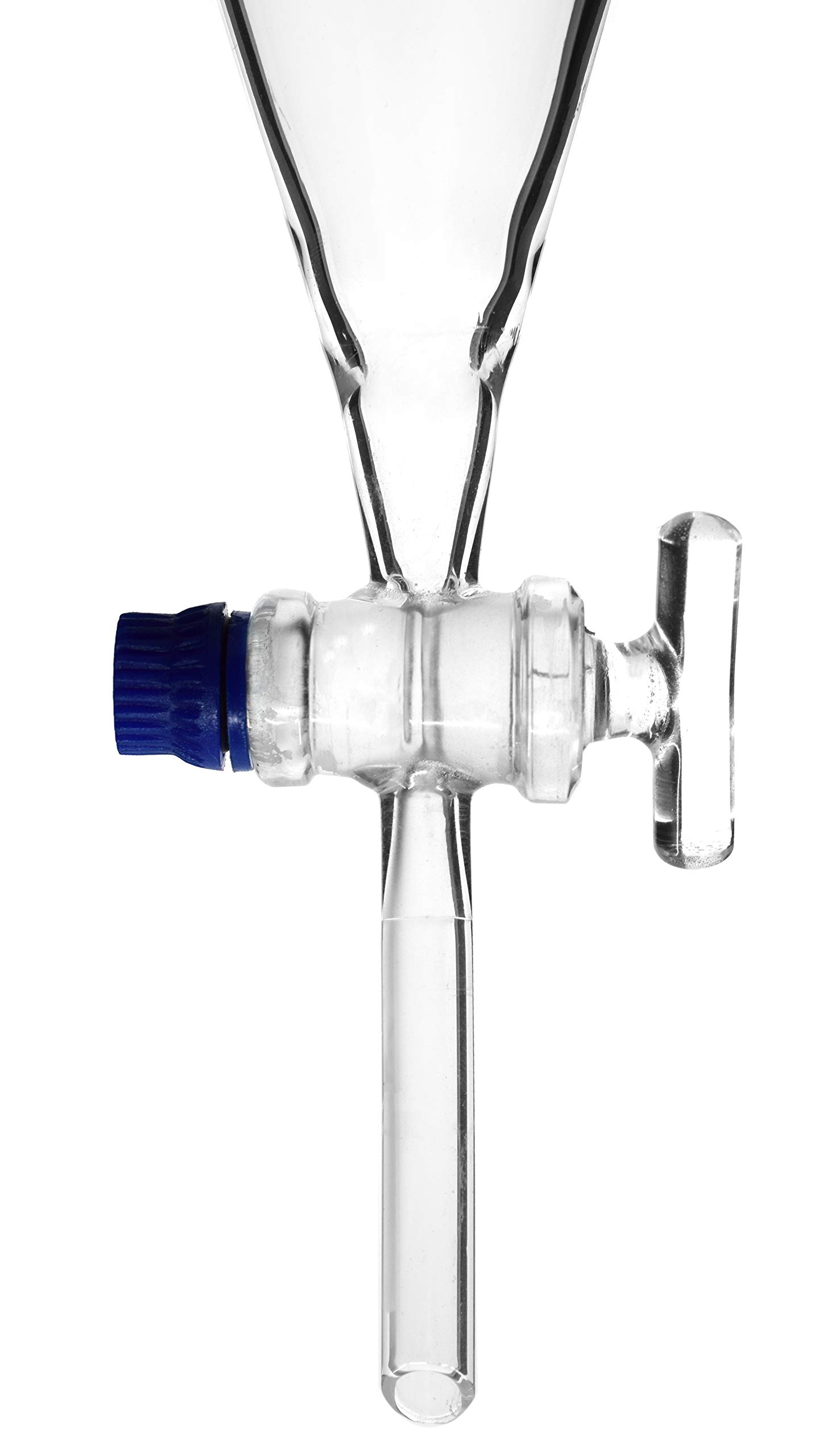 Eisco Labs - Imbuto separante, 500 ml, misura presa 24/29 - rubinetto in vetro, con tappo intercambiabile in plastica, graduazioni bianche, vetro borosilicato