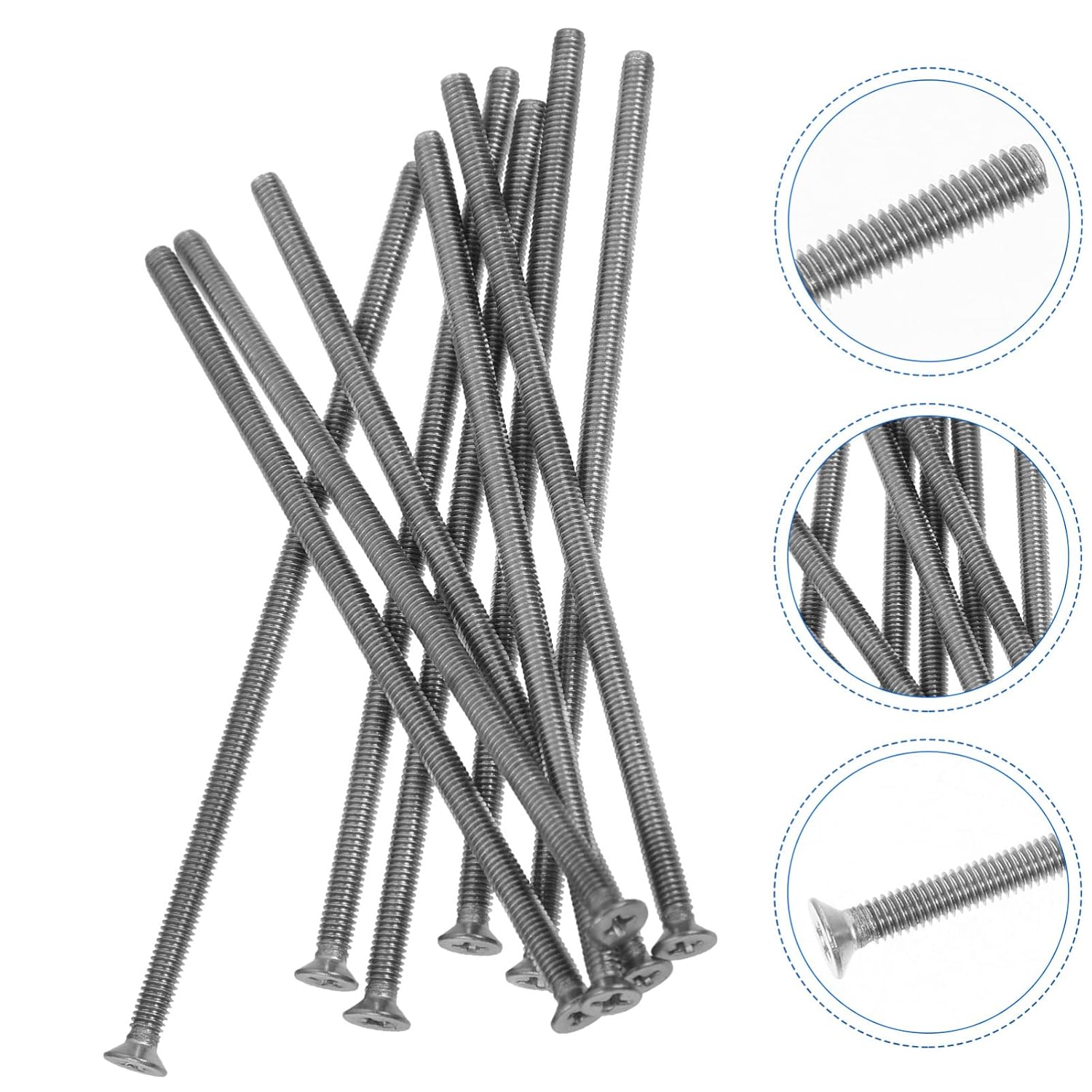 10pcs Stainless Steel Long Outlet Screws Self-Tapping Flat Head Countersunk Screws for Wall Plates Durable Resistant Fasteners for Electrical Outlet Installation