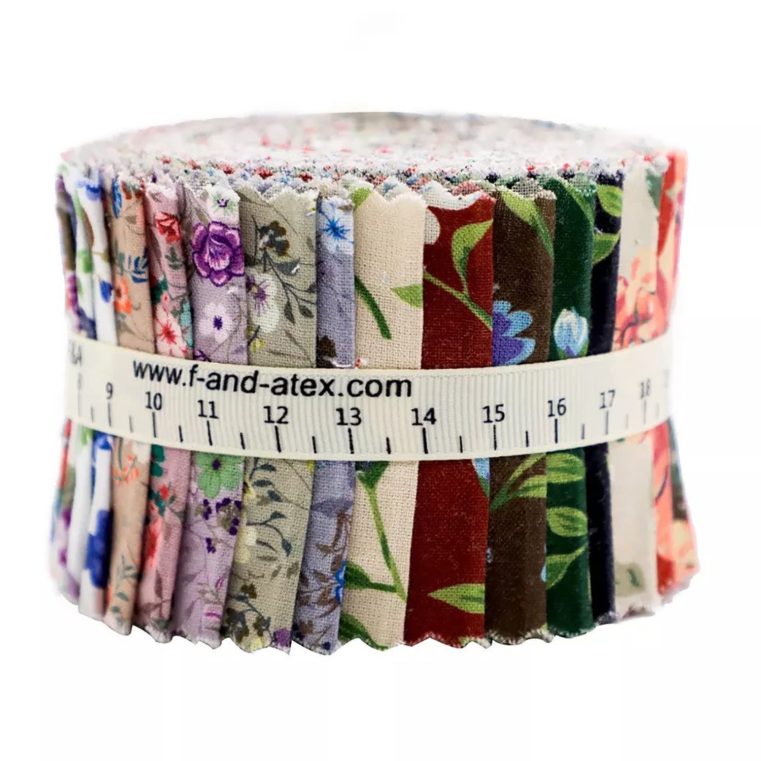 Floral Series Craftsfabrics 2.5'' X 44'' 20Pcs Pre-Cut Kona Quality Jelly Rolls Strips 100% Cotton Fabric, Ideal For Quilting, Scrapbooking, Sewing, Arts & Crafts, Patchwork