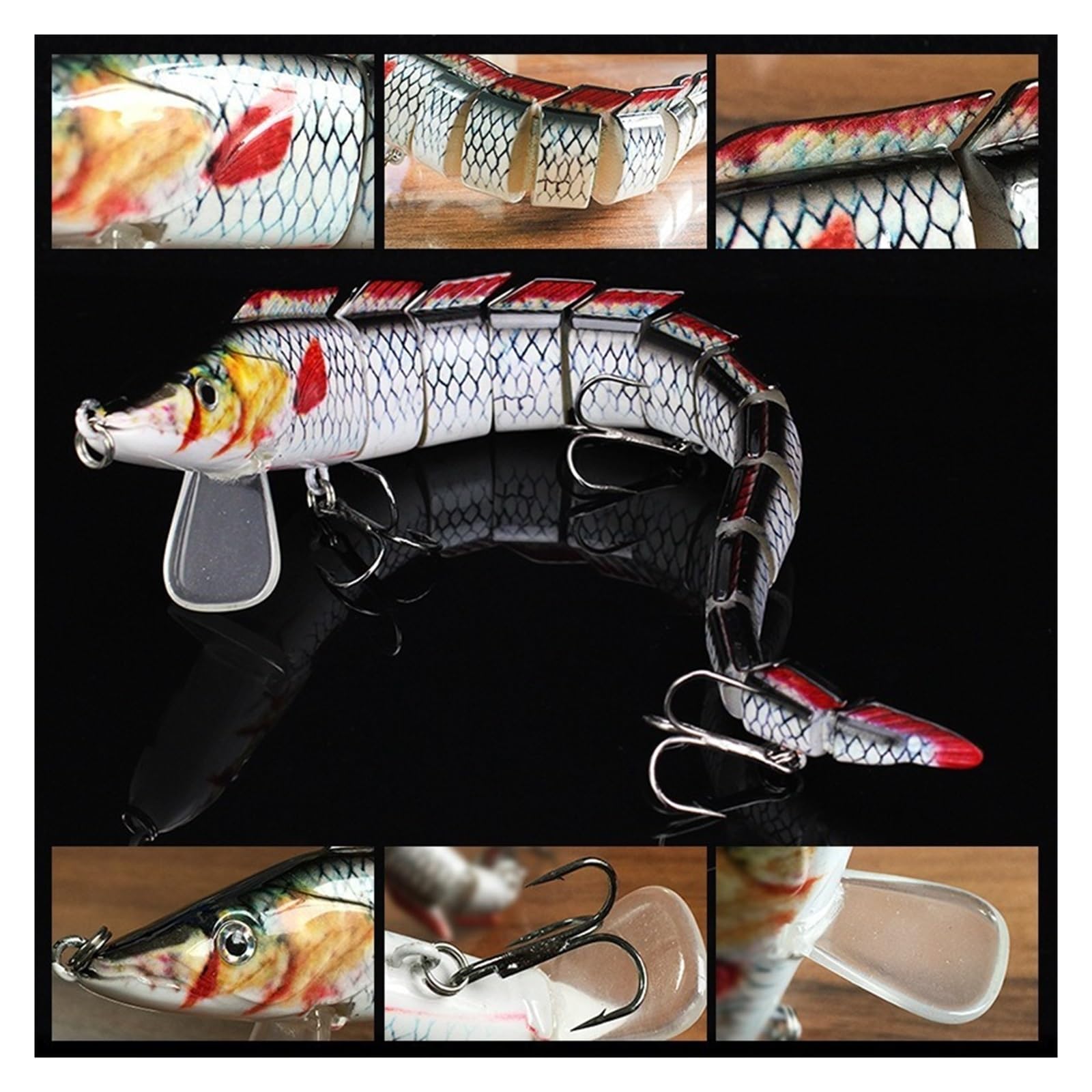 3 Appâts Poisson Noueux Réalistes BESPORTBLE – 10 Cm, Articulés, Pour Bar, Carpe, Eau Douce Et Mer