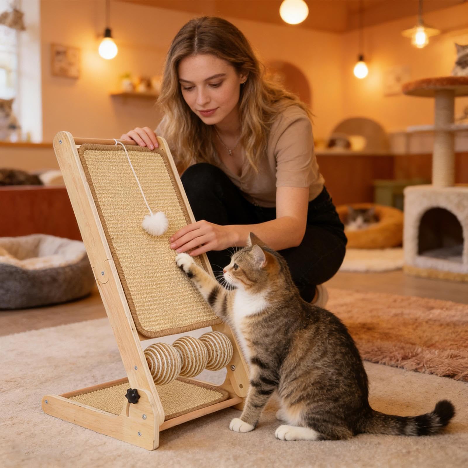 Kratzbrett für Katzen Faltbares Anti-Langeweile-Katzen-Spielzeug | vertikale Kratzmatte für Wohnzimmer, Esszimmer, Balkon, für kleine, mittlere und große Katzen: Wohnzimmer, , Balkon,