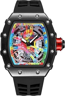 Mens Watches Waterproof 50M Luxury Tonneau Analog Watches for Men Business Work Watch Diver Wristwatch Replica Watch Chronograph Calendar Date Men’s Dress Large Square Face