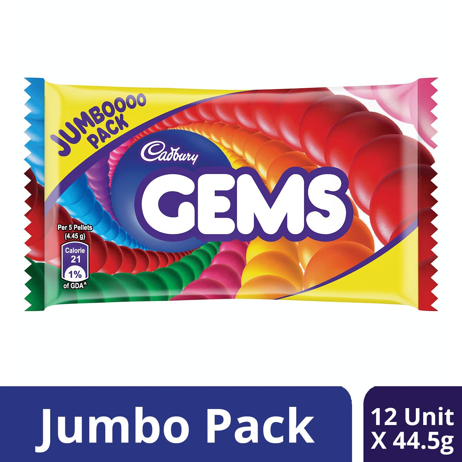 Cadbury Gems Chocolate Jumbo Pack, 44.5 Gm (Pack Of 12) - Image 4 thumbnail