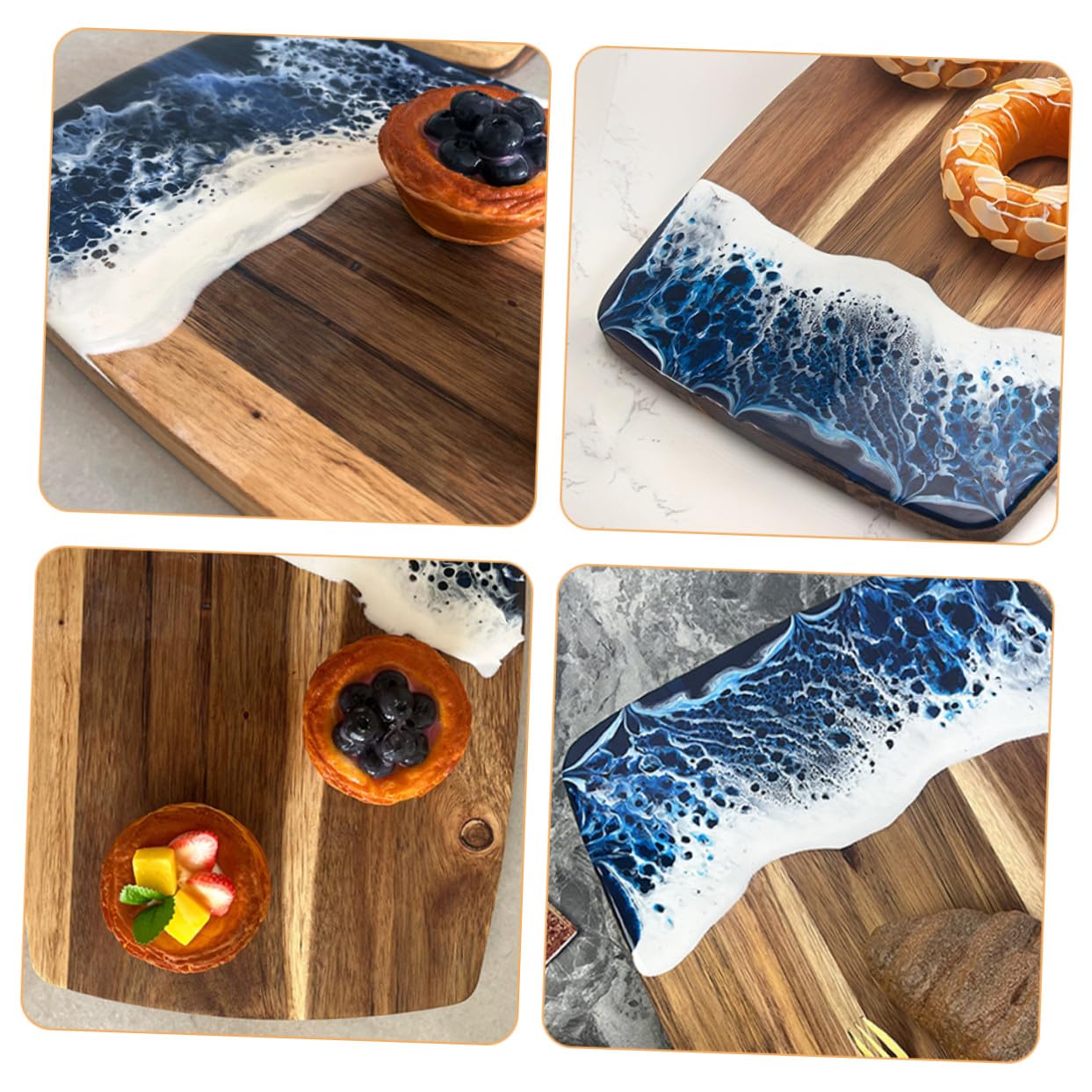 Planche à Découper Bois et Résine, Motif Aléatoire, Solide