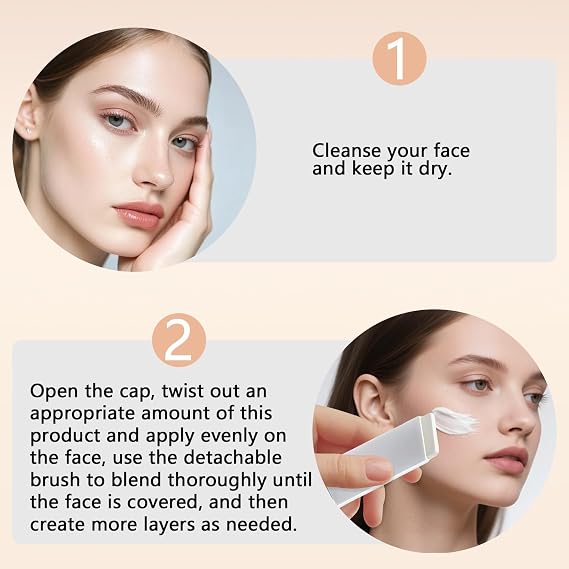 2-in-1 Color Changing Foundation Stick, Colour Changing Makeup with Brush for Natural Matte Finish Lightweight Hydrating foundation stick for All Skin Types Ideal Quick Touch-Ups Travel and Daily Use