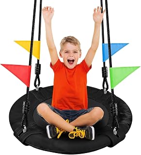 IKEA ハンモック ブランコ:選び方と設置方法 12 Swing Set with Diameter 23.6 inches 60 cm, Load Capacity: 330.7 - 440.3 lbs 150 - 200 kg, Suitable for Children and Adults, 900D Oxford + Alloy Steel Frame, 1-2 Seater Hammock, Assembly