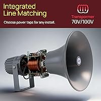 Vista 4 de Pyle Altavoz de bocina PA - megáfono de sonido compacto de 16 pies y 80 W con frecuencia de 400 Hz-5 KHz, transformador de 16 ohmios, 100 V/70 V