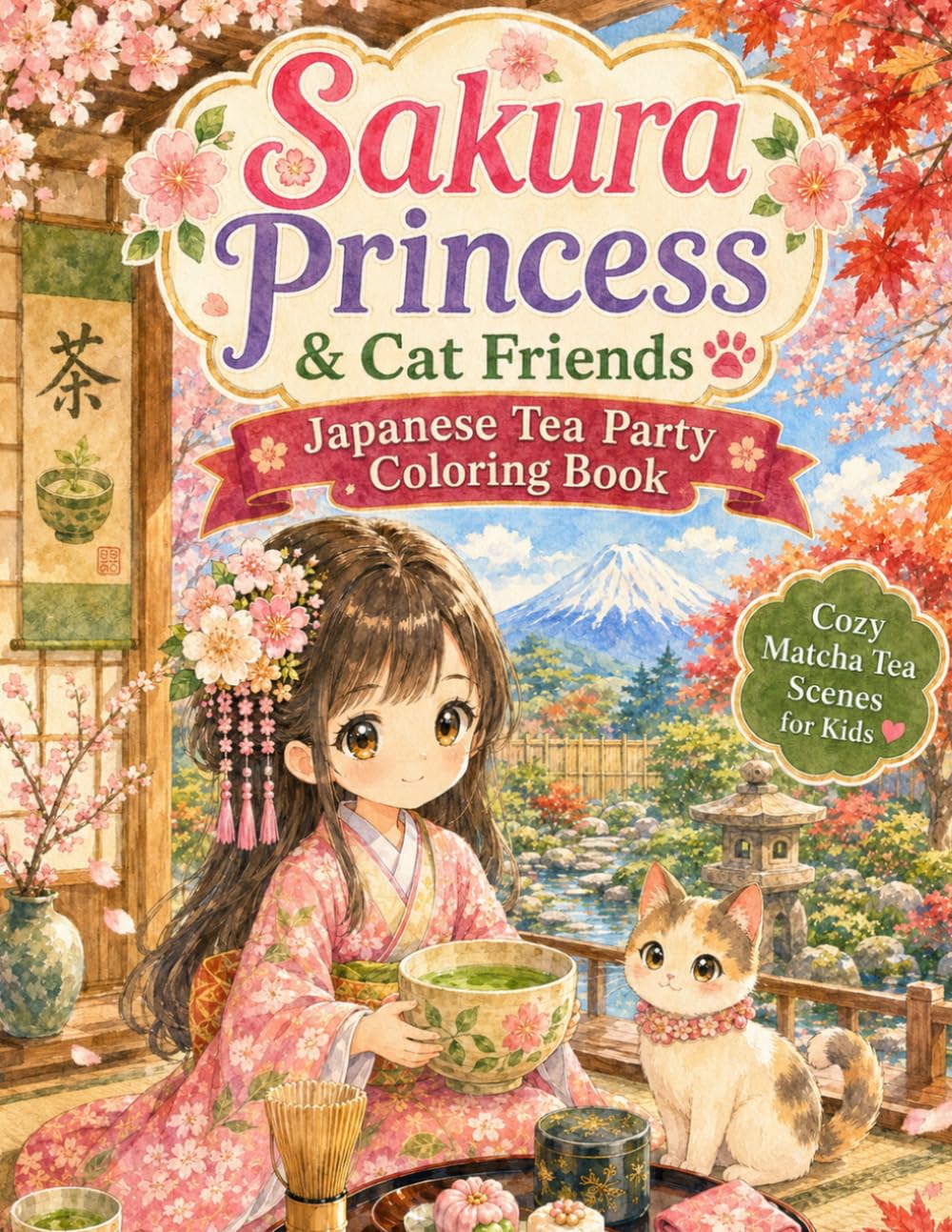 Sakura Princess & Cat Friends: Japanese Tea Party Coloring Book