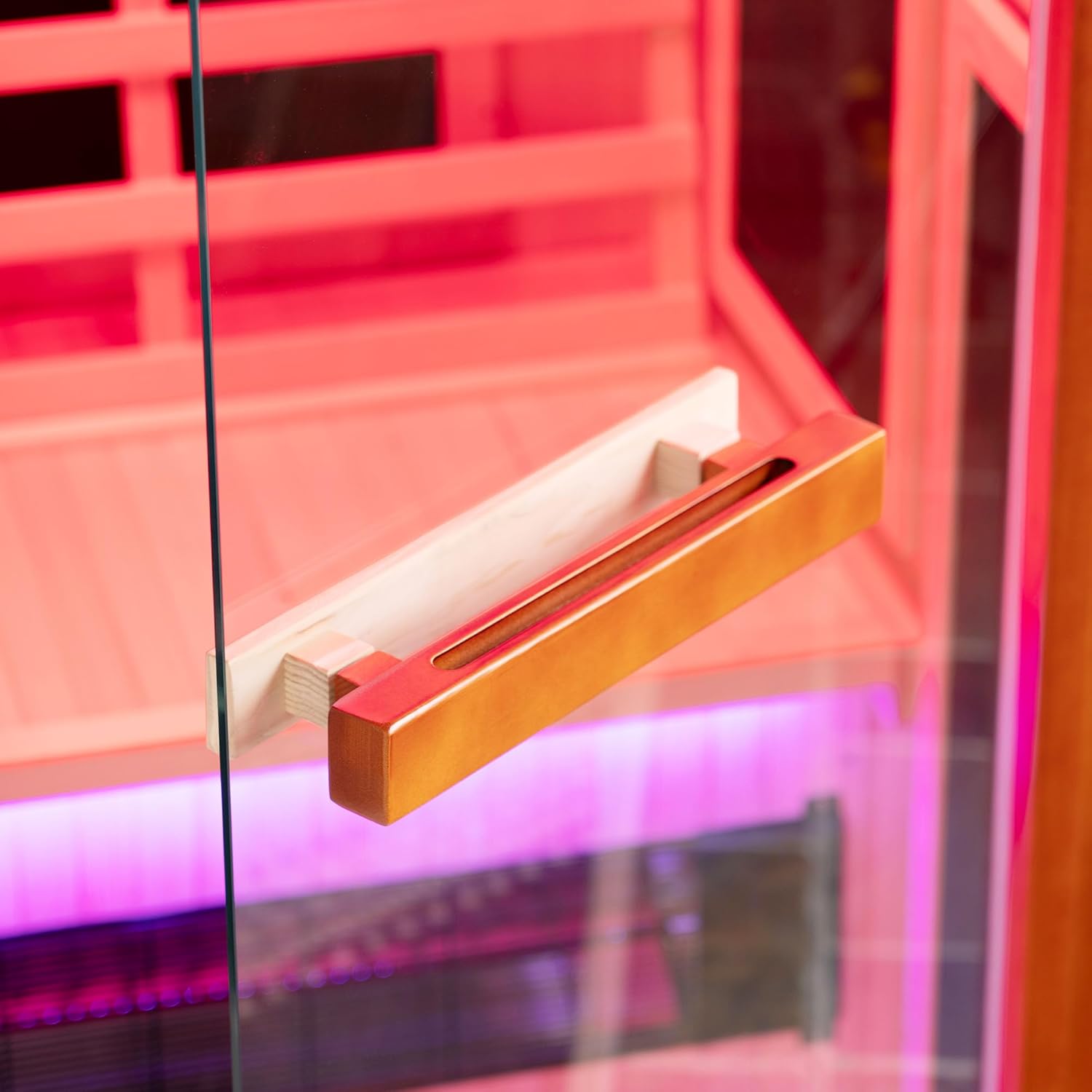 Woodbridge Infrared Home Sauna Room 1 Person Japanese Cedar Indoor Sauna with 7 Carbon Heaters, Red Light Therapy, Bluetooth Speaker, Intelligent Control Panel, Tempered Glass  Top Vent