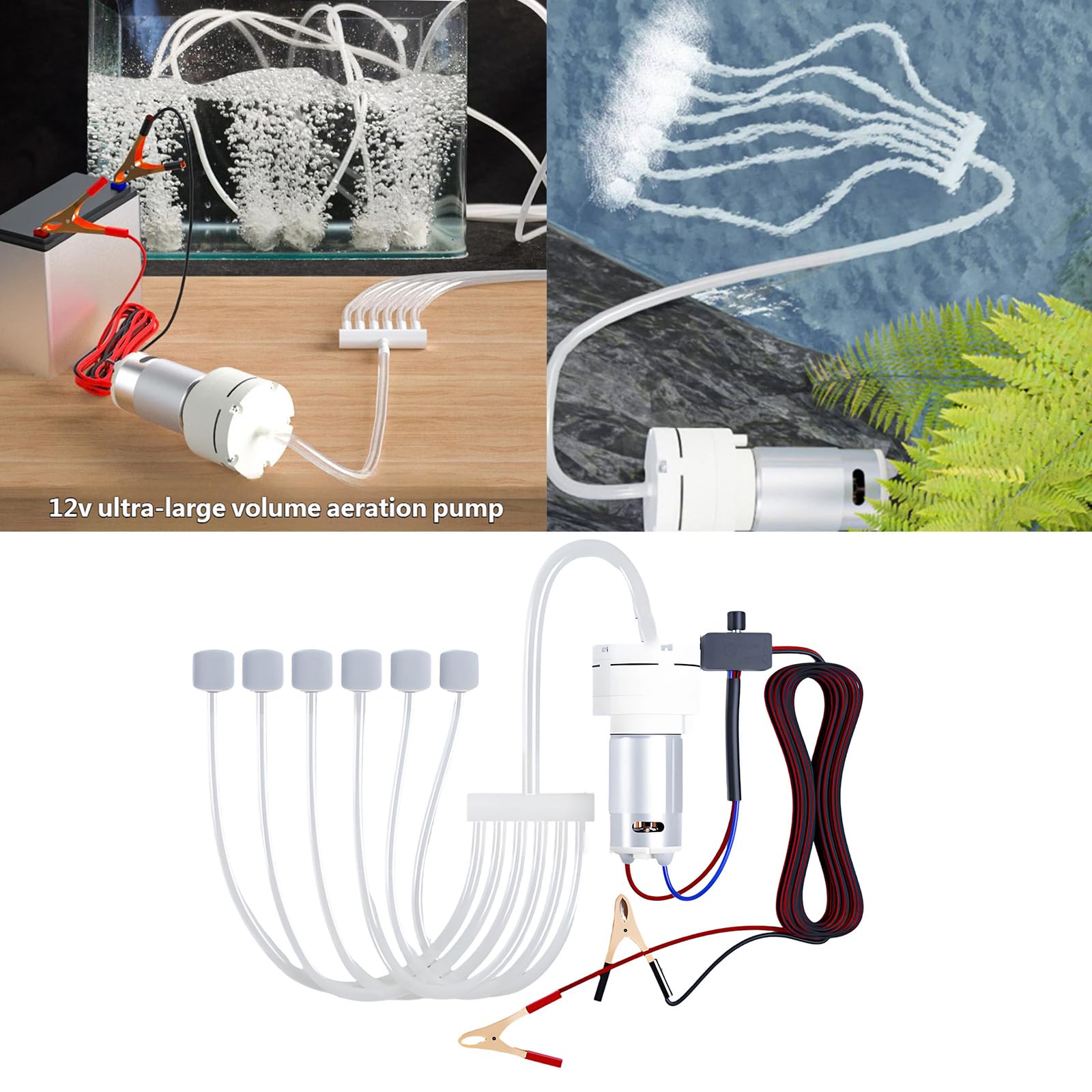 Speed Aquariums - Compresor de aire para acuarios, aireador para peceras con clip grande y operaciones silenciosas, aireador de tanques de peces