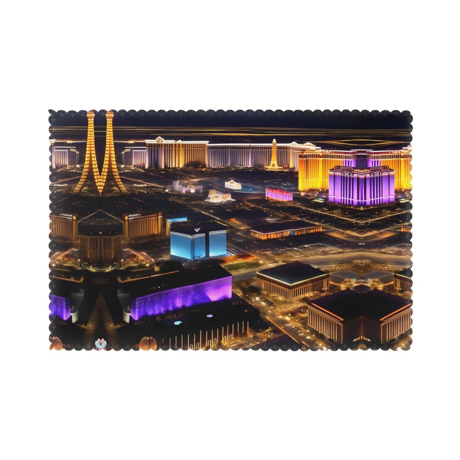 Sets de table résistants à la chaleur lot de 6 lavables motif Las Vegas pour fête
