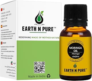 Earth N Pure Moringa Oil Cold Pressed, Pure and Natural with Glass Dropper 15 ml