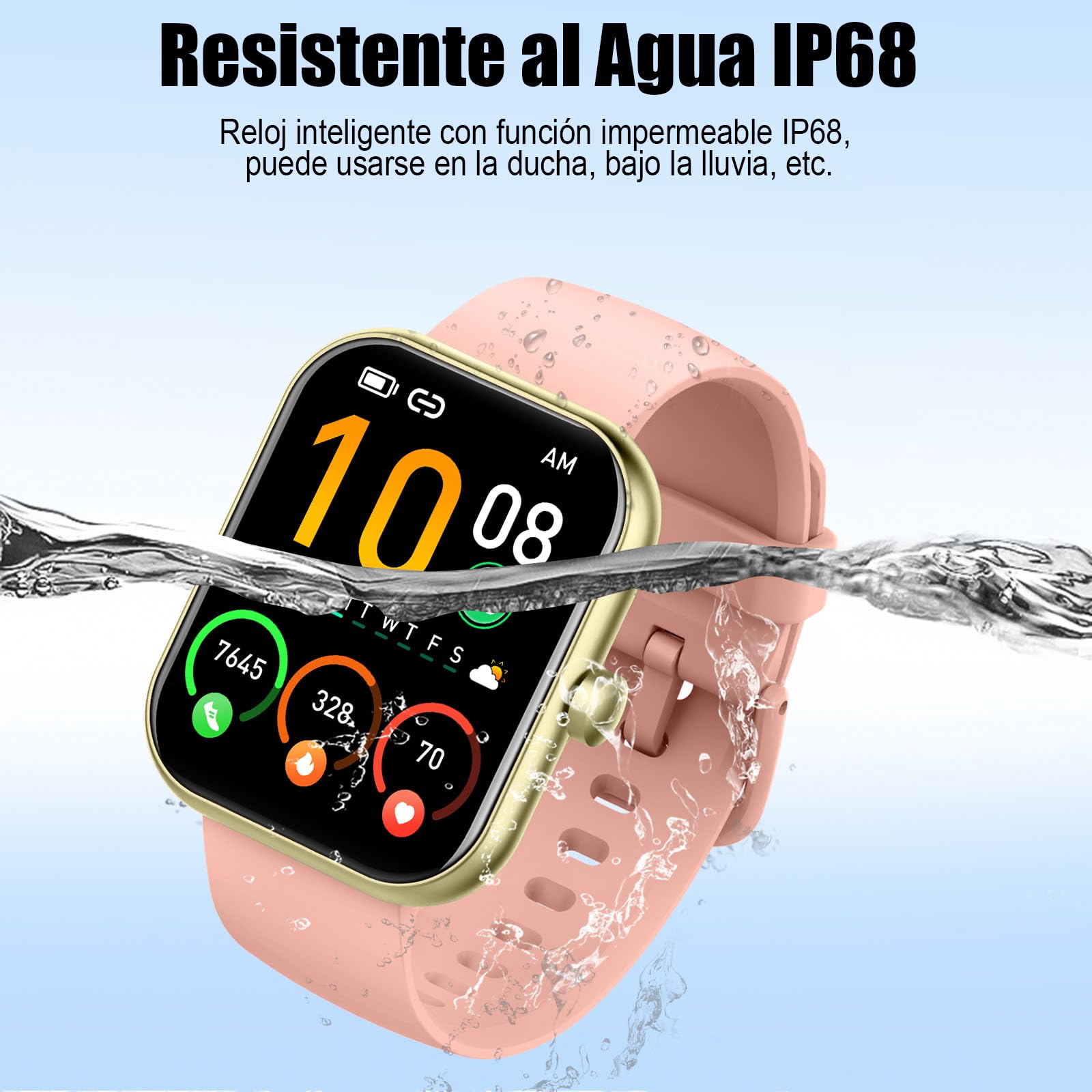 Reloj Inteligente Hombre Mujer, 2025 Nuevo 1.96'' Smartwatch Llamada Bluetooth, Pulsómetro/Monitor de Sueño/Podómetro, 110+ Modos Deportivo Hombre,Pulsera Actividad Impermeable IP68 para Android, Rosa