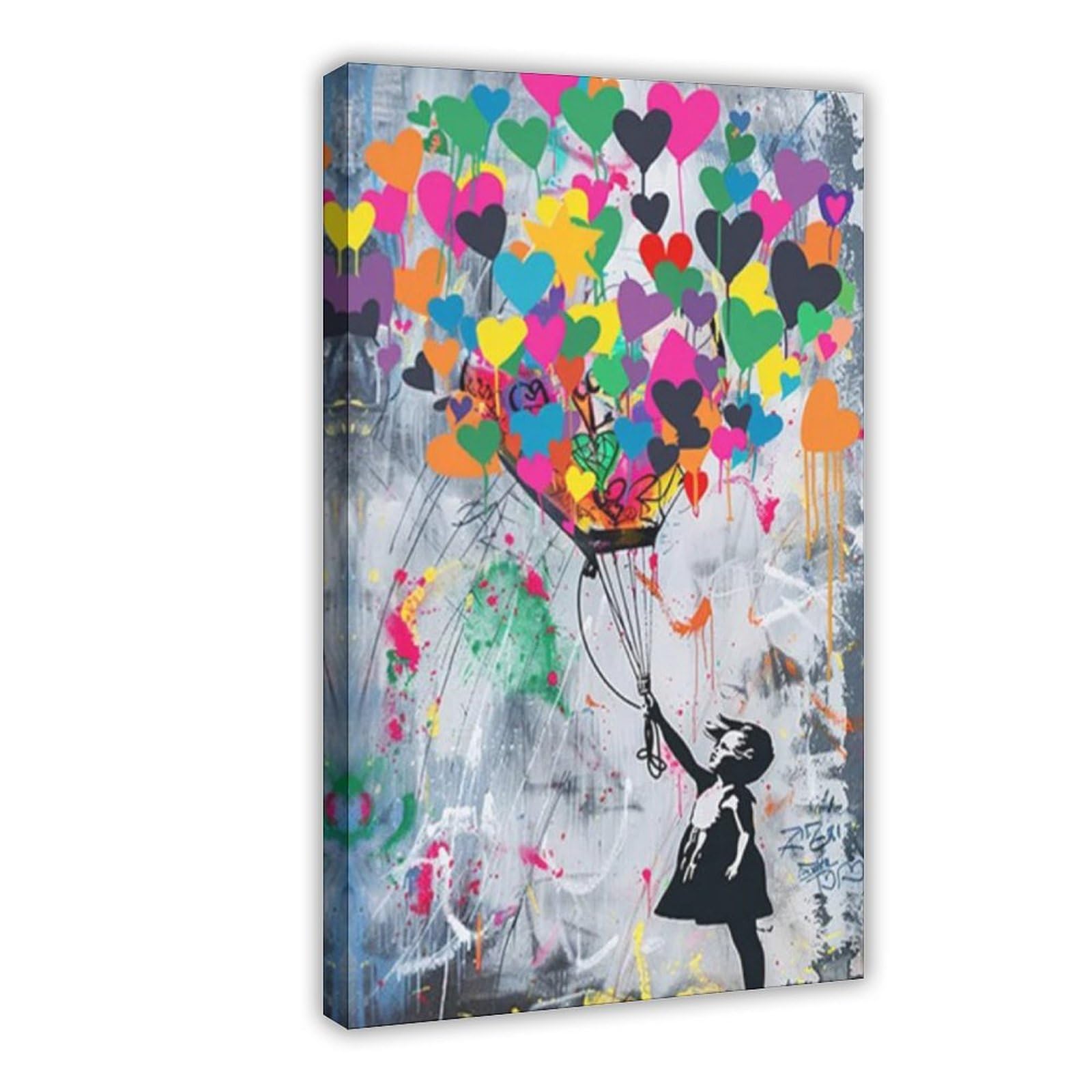 GQVCJSW Banksy Balloon Girl Street Art Canvas Poster Wall Art Decor Print Picture Paintings for Living Room Bedroom Decoration 20x30inch(50x75cm)
