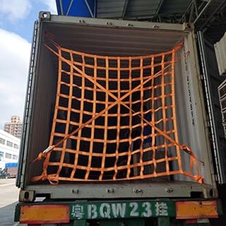 Polyester Flat Lifting Cargo Net,Loading and Unloading Goods Dock Hoisting Net Cargo Net Hoist Hanging Brick Net Bag Orange (3x3m/load:3T)