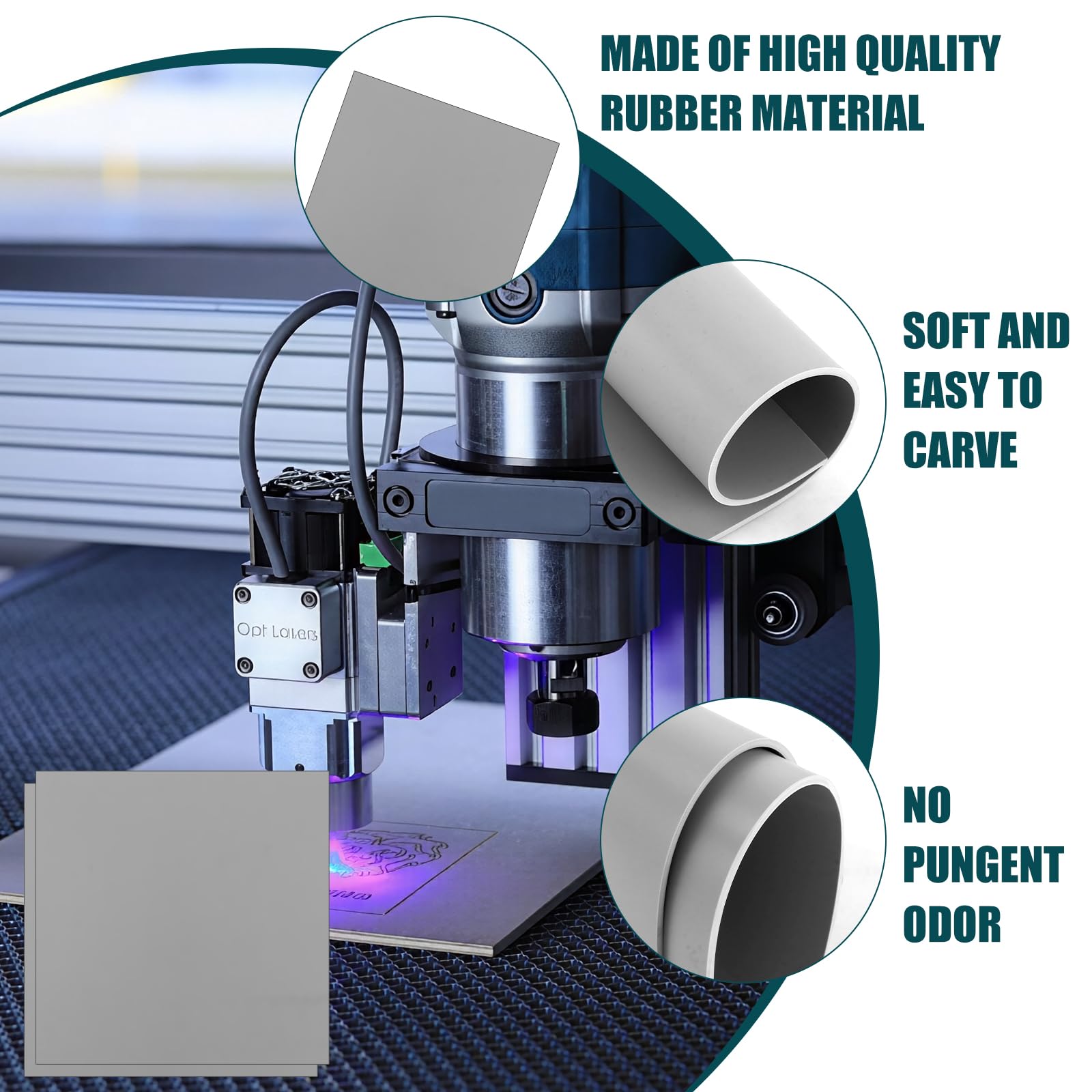 APACALI 6 timbri in gomma laser da 3 mm, 30 x 30 cm, per incisione laser, fondo morbido grigio per inchiostro, blocchi artigianali fatti a mano